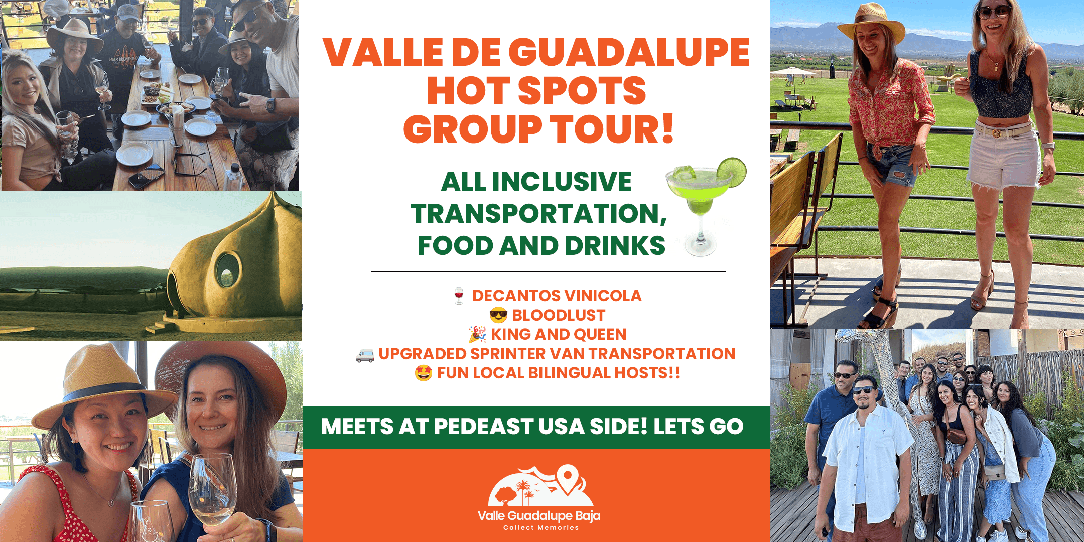 Valle de Guadalupe Hot Spots Group Tour from USA Side Pedeast!