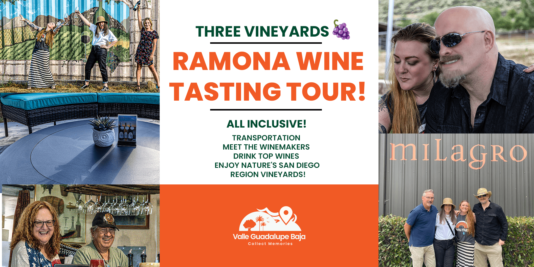 Ramona Wineries Group Tour - Pick up and Drop off at the location of your choice in San Diego County! Perfect if no or expired passport!